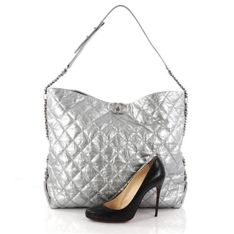 chanel metallic crumpled calfskin big bang hobo